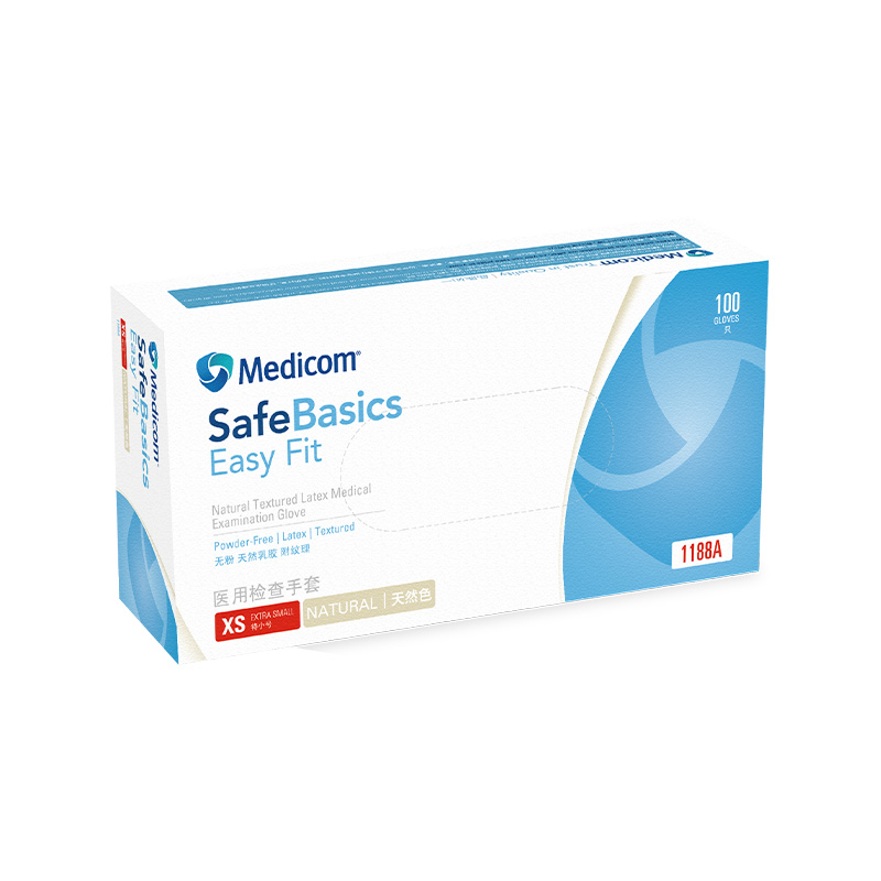 麦迪康 一次性医用无粉天然乳胶附纹理手套（1188高弹）100*1